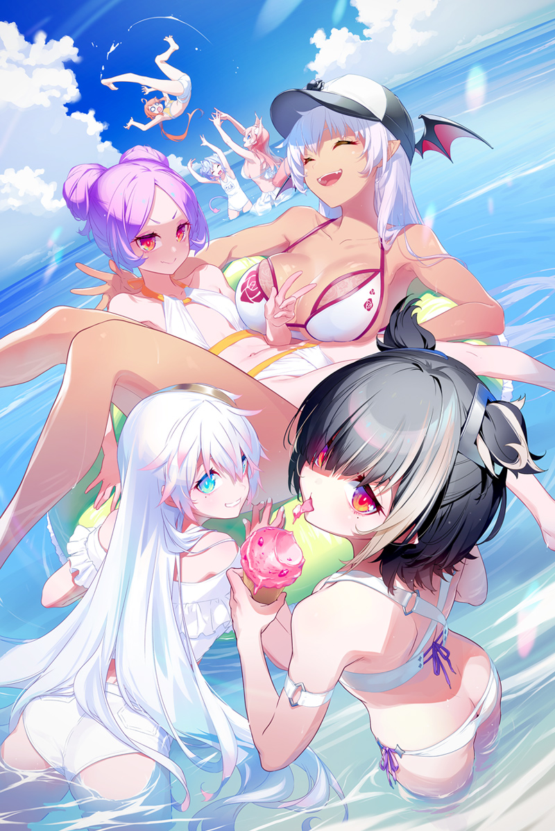hizuki rurufu, sakuma lovey, valiana s tinegarnet, tor, tao shan, and 2 more (snack nili) drawn by nilitsu