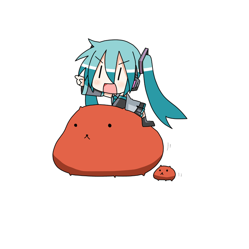 hatsune miku, chibi miku, and capybara-san (vocaloid) drawn by minami_(colorful_palette)