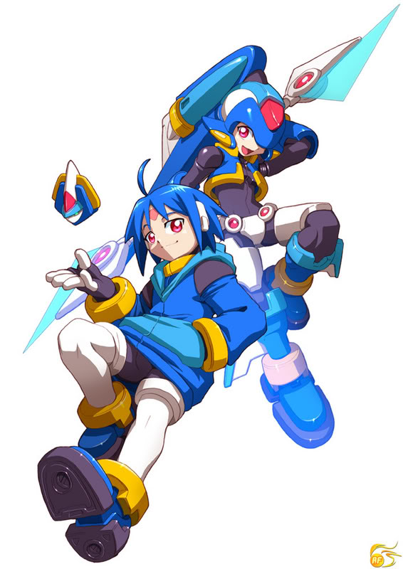model l and thetis (mega man and 1 more) drawn by yabe_makoto