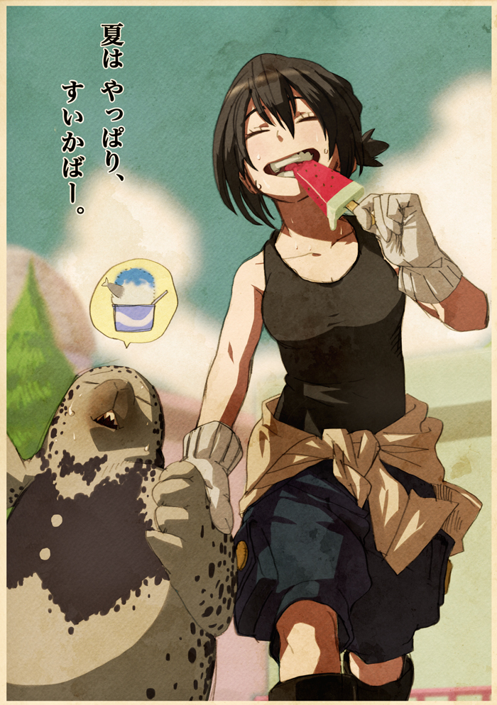 aoi hana and igarashi (oumagadoki doubutsuen) drawn by horikoshi_kouhei