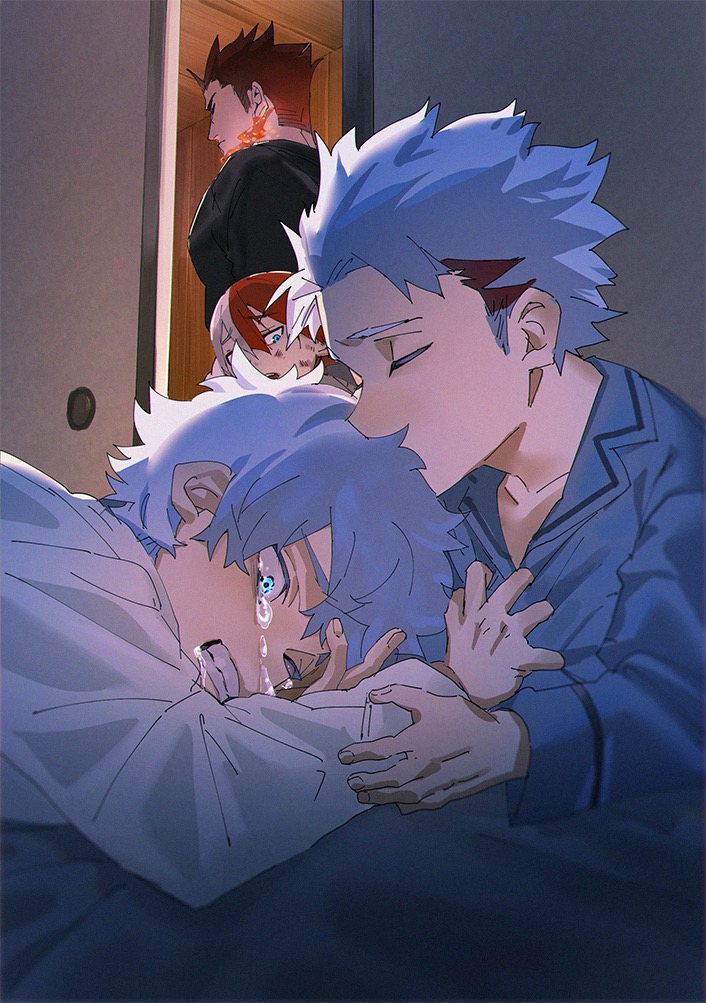 todoroki shoto, endeavor, todoroki touya, and todoroki natsuo (boku no hero academia) drawn by mm39572