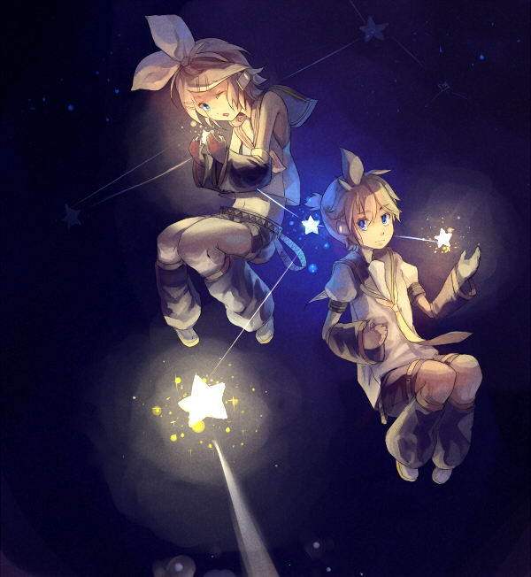 kagamine rin and kagamine len (vocaloid) drawn by hikariz