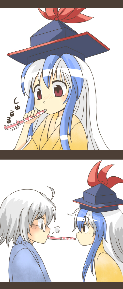 kamishirasawa keine and morichika rinnosuke (touhou) drawn by yuuma_(pumpkin)