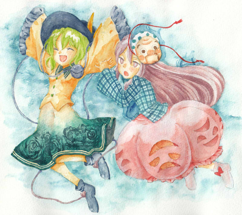 komeiji koishi and hata no kokoro (touhou) drawn by yadu_kazuya