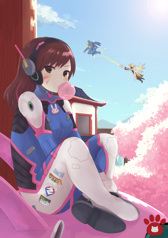 d.va, mercy, and pharah (overwatch and 1 more) drawn by nekomo