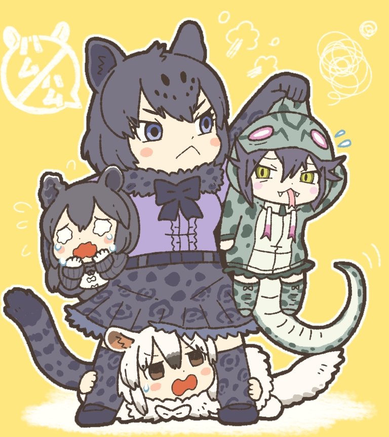 southern tamandua, black jaguar, okinawa habu, and malayan tapir (kemono friends) drawn by kuro_shiro_(kuro96siro46)