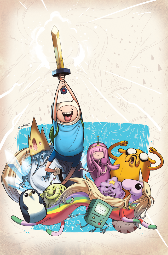 princess bonnibel bubblegum, finn the human, jake the dog, bmo, ice king, and 5 more (adventure time) drawn by tyson_hesse