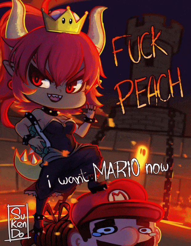 mario, bowsette, and lava bubble (mario and 1 more) drawn by fennecpotato