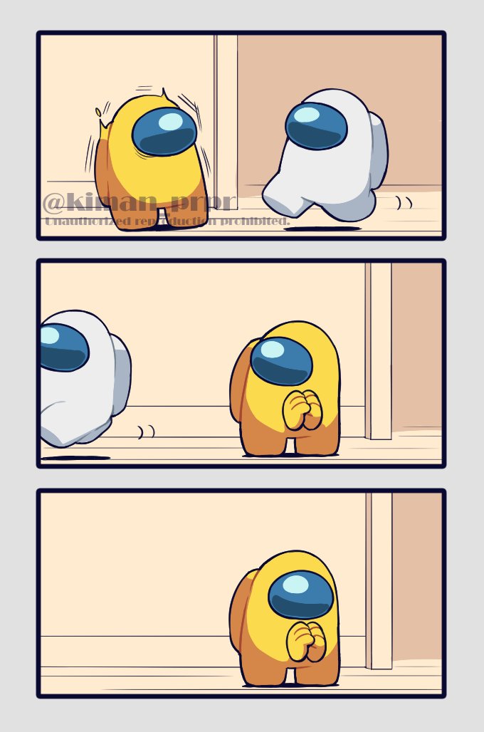 crewmate, yellow, white, and impostor (among us) drawn by kiman