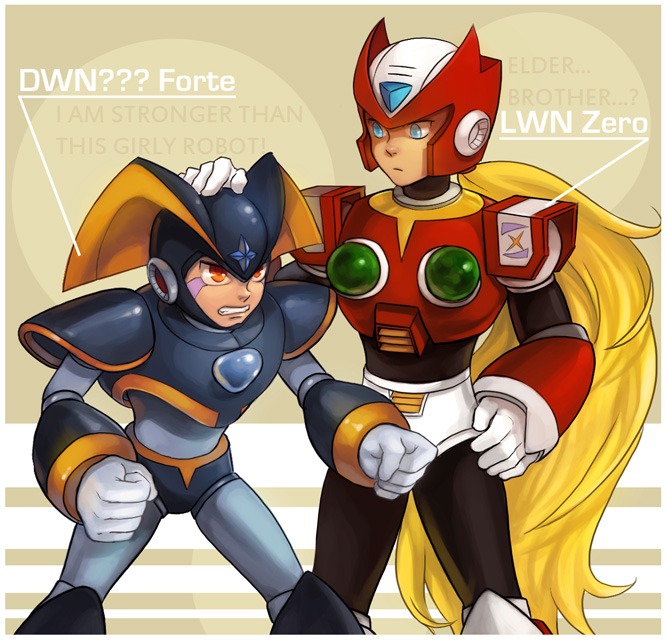 zero and bass (mega man and 1 more) drawn by magatsumagic