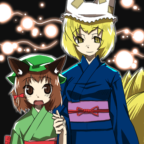 yakumo ran and chen (touhou) drawn by gengorou
