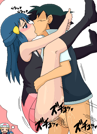 dawn and ash ketchum (pokemon) drawn by kuro_hopper