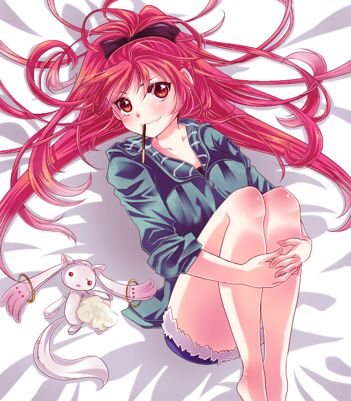 sakura kyoko and kyubey (mahou shoujo madoka magica) drawn by dokidokimuuchama