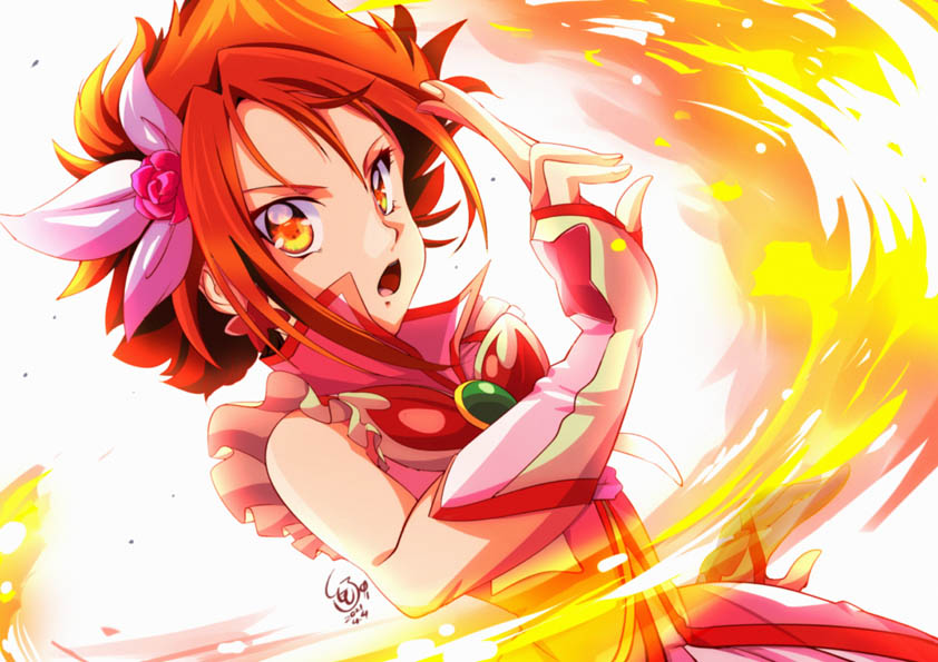 natsuki rin and cure rouge (precure and 2 more) drawn by tomo5656ky