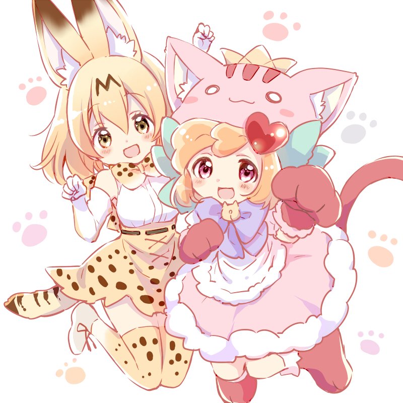 serval and mikogami riko (kemono friends and 1 more) drawn by hanzawa_kaori