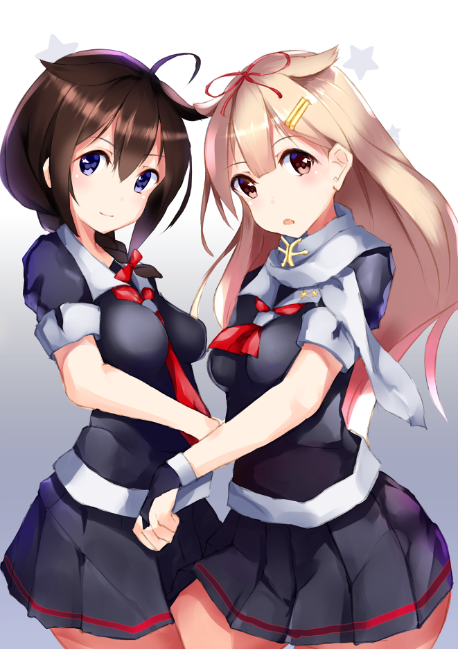 shigure, yuudachi, shigure kai ni, and yuudachi kai ni (kantai collection) drawn by henet_hene