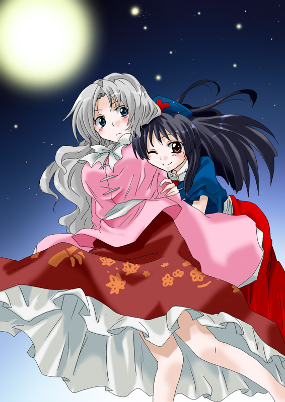 houraisan kaguya and yagokoro eirin (touhou) drawn by unya