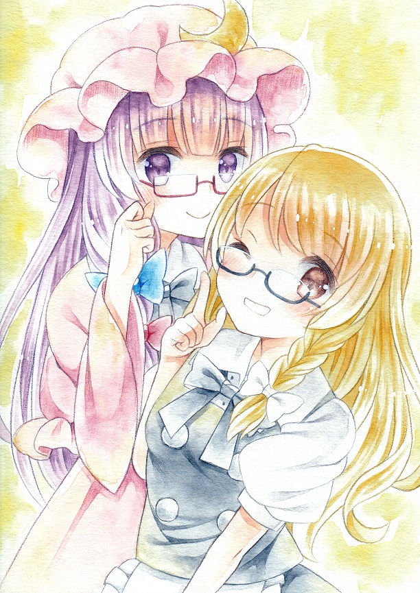 kirisame marisa and patchouli knowledge (touhou) drawn by kagome_f
