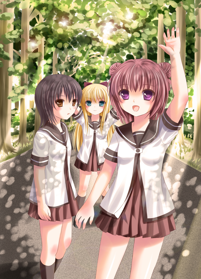 toshinou kyouko, akaza akari, and funami yui (yuruyuri) drawn by tukino_neru