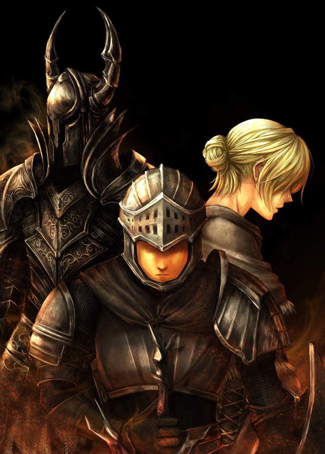 chosen undead, black knight, and anastacia of astora (dark souls and 1 more) drawn by syei