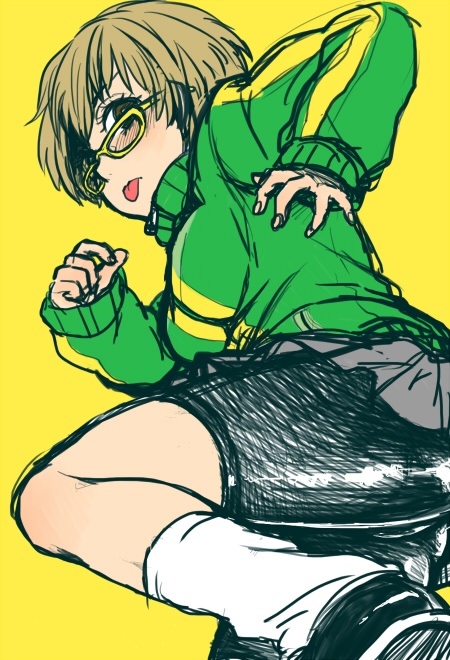 satonaka chie (persona and 1 more) drawn by majoccoid