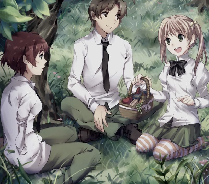 tezuka rin, ibarazaki emi, and nakai hisao (katawa shoujo)