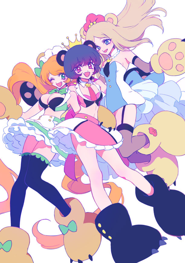yurishiro ginko, yurigasaki lulu, and tsubaki kureha (yuri kuma arashi) drawn by akiyama_enma
