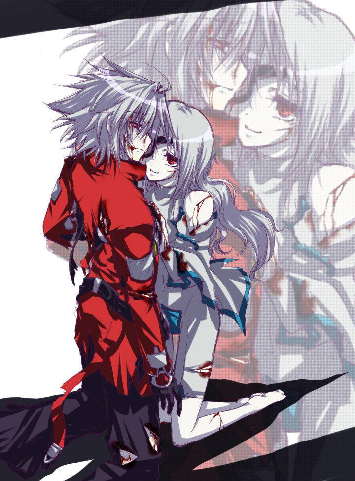 ragna the bloodedge and nu-13 (blazblue) drawn by mono_(sa)