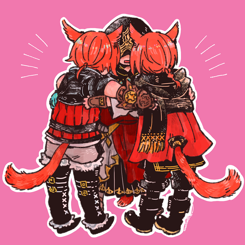 g'raha tia and crystal exarch (final fantasy and 1 more) drawn by itowo_(itowc)