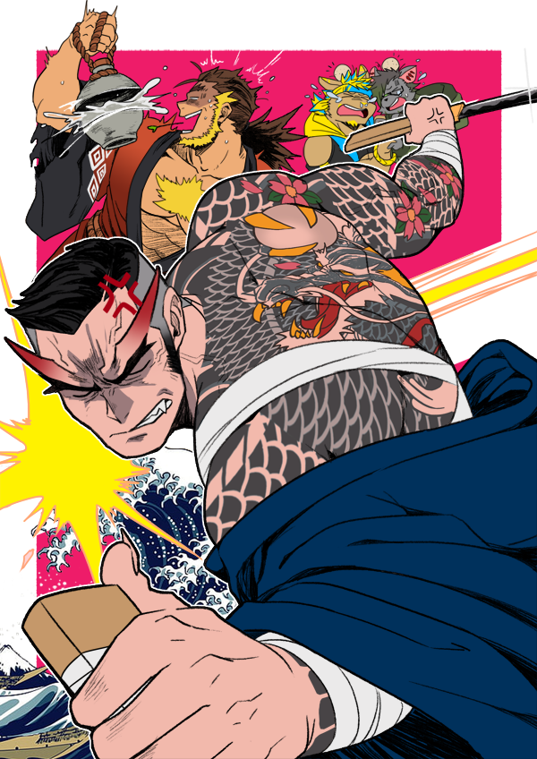 jinnosuke, rasho, rai, and fu (another eidos-r) drawn by absol_(dkqthf)