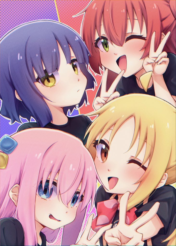 gotoh hitori, kita ikuyo, ijichi nijika, and yamada ryo (bocchi the rock!) drawn by tro_illust0821