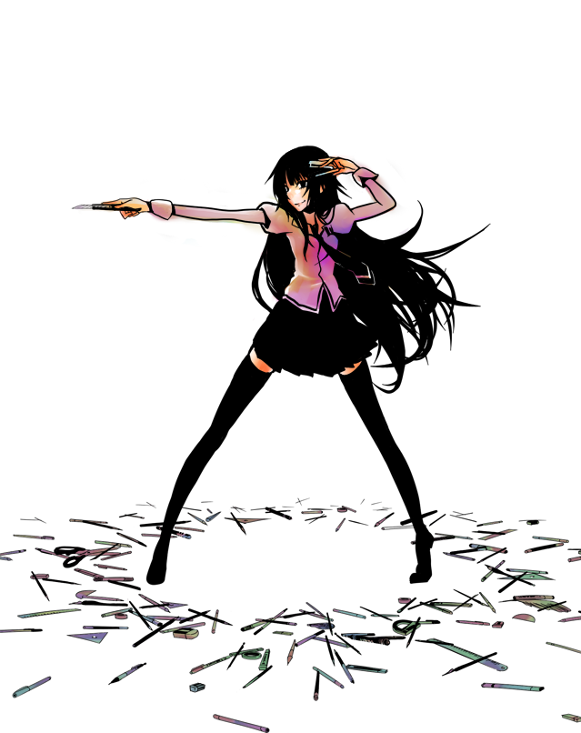 senjougahara hitagi (monogatari and 1 more) drawn by nyakki21