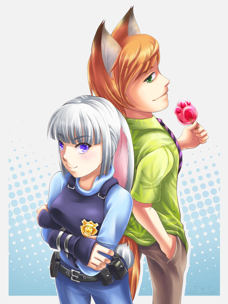 judy hopps and nick wilde (zootopia) drawn by maxwindy
