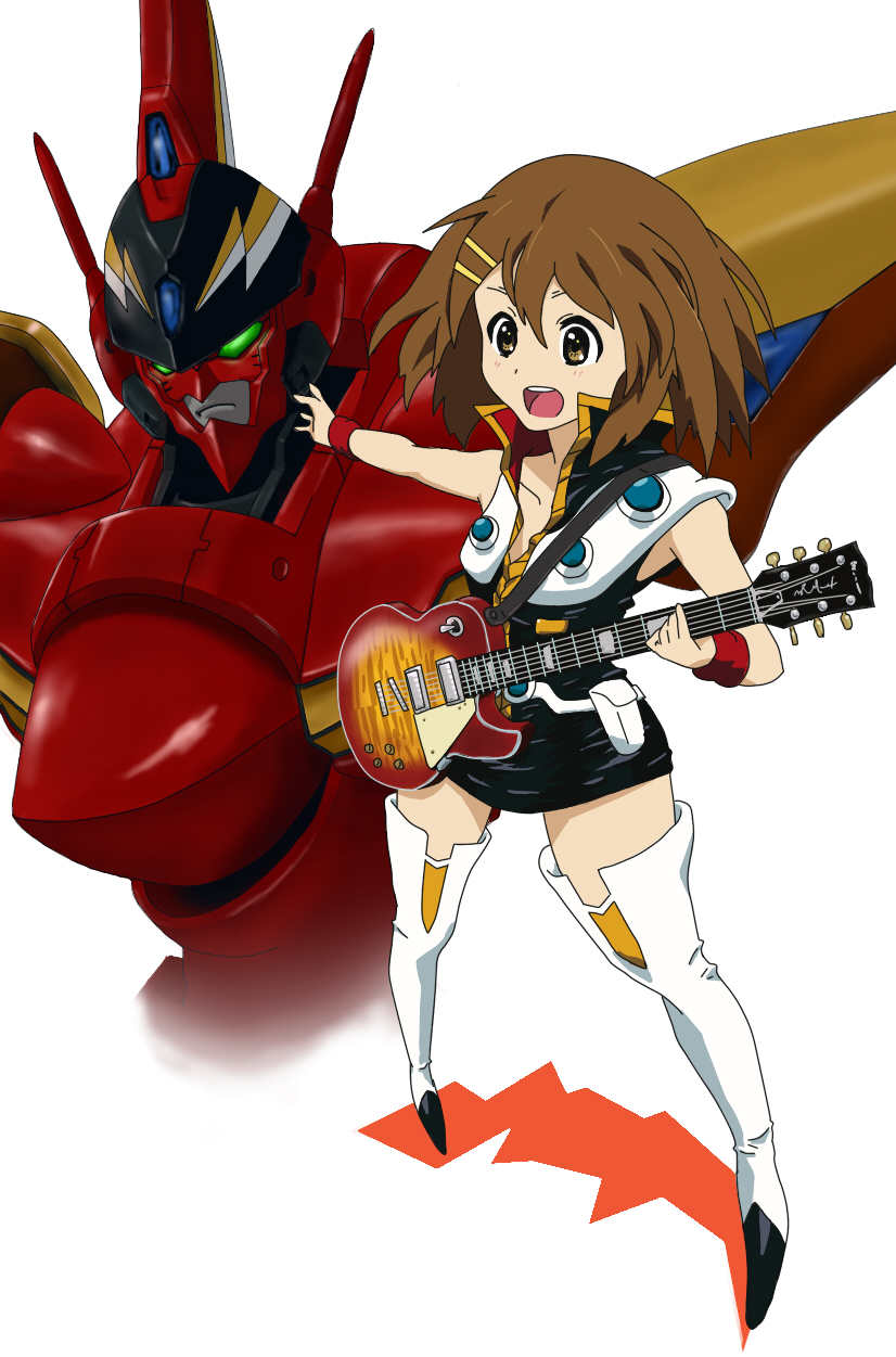hirasawa yui, nekki basara, fire valkyrie, and vf-19 (k-on! and 2 more) drawn by moetetsu
