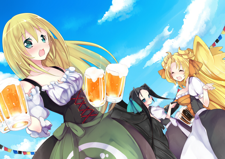 margot knight, malga naruze, and heidi ogezevara (kyoukaisenjou no horizon) drawn by kanro_ame_(ameko)
