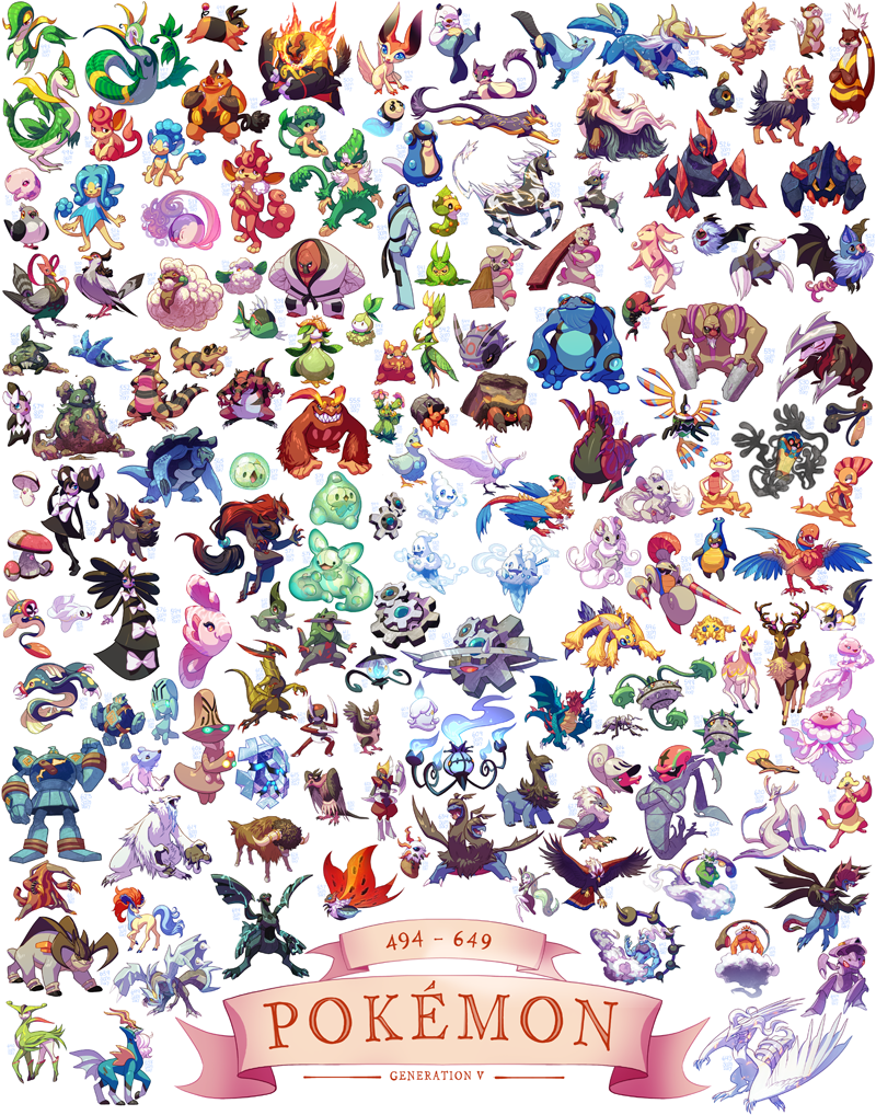 oshawott, snivy, tepig, litwick, chandelure, and 151 more (pokemon) drawn by clouded-3d