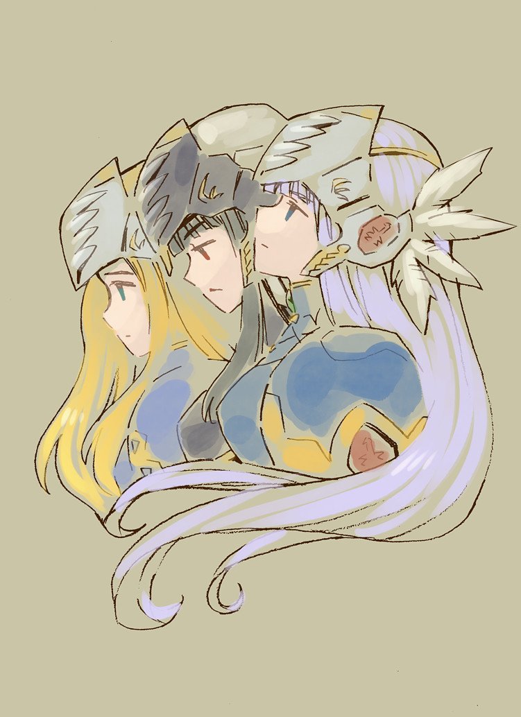 lenneth valkyrie, hrist valkyrie, and silmeria valkyrie (valkyrie profile) drawn by tomo_(yukimikan)
