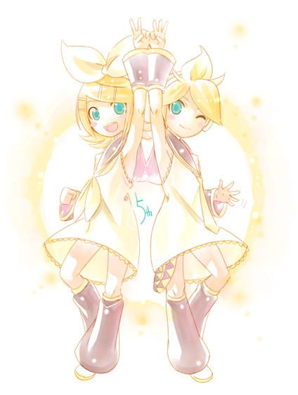 kagamine rin and kagamine len (vocaloid) drawn by kei_(keigarou)