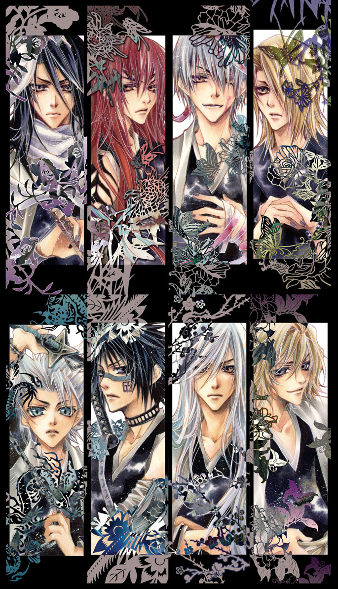 hitsugaya toushirou, abarai renji, kuchiki byakuya, urahara kisuke, ichimaru gin, and 4 more (bleach and 1 more) drawn by lee_sun_young