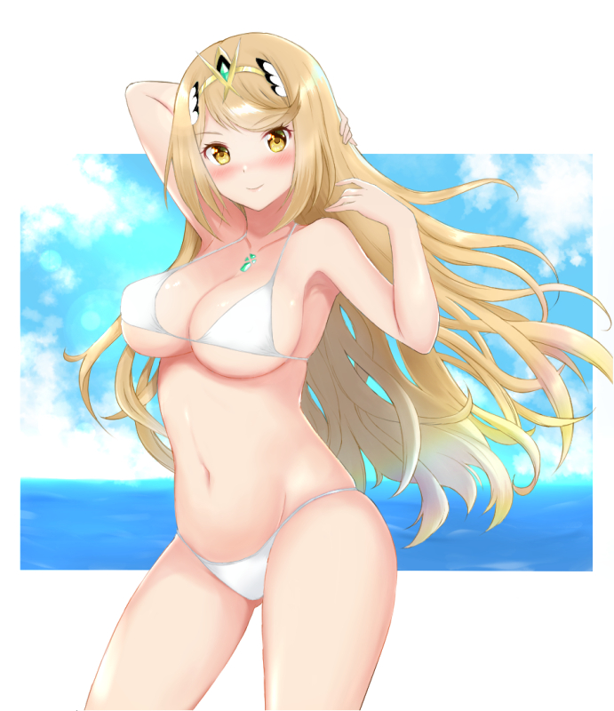 mythra (xenoblade chronicles and 1 more) drawn by musubi_moni
