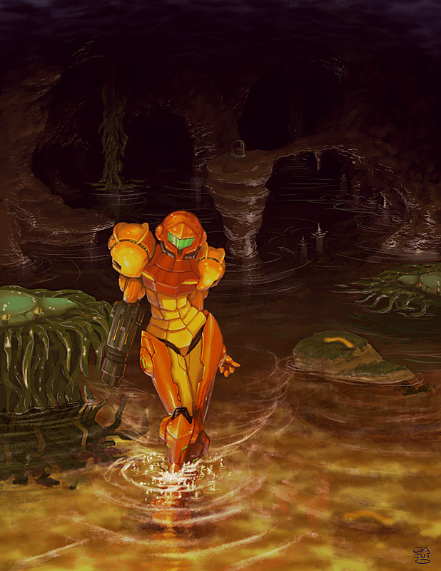 samus aran and choot (metroid and 1 more) drawn by jaquio