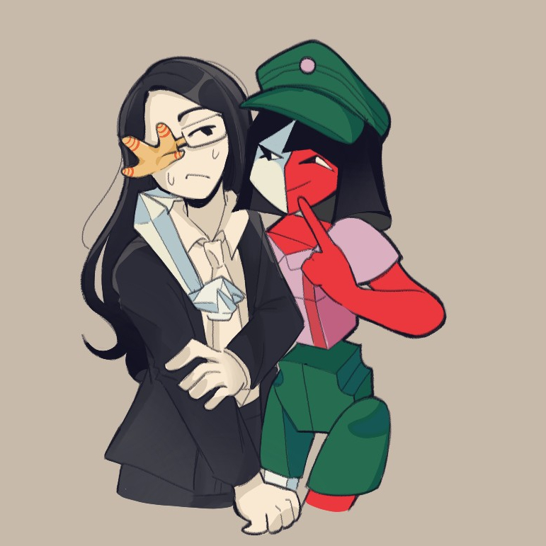 ena, coral glasses, and salesperson ena (ena and 1 more) drawn by yurikaur