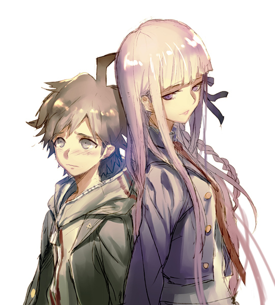 kirigiri kyoko and naegi makoto (danganronpa and 1 more) drawn by kokutan_kitsunen