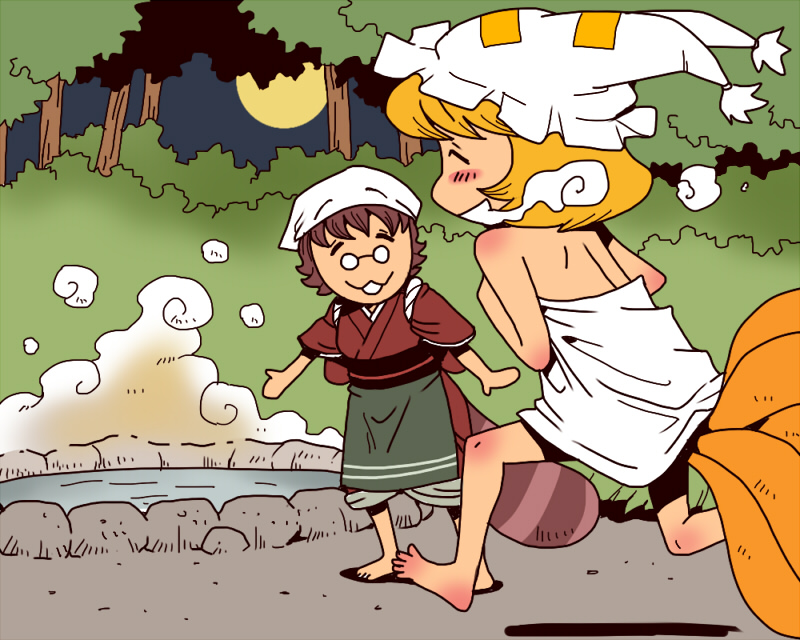 yakumo ran and futatsuiwa mamizou (touhou) drawn by onikobe_rin