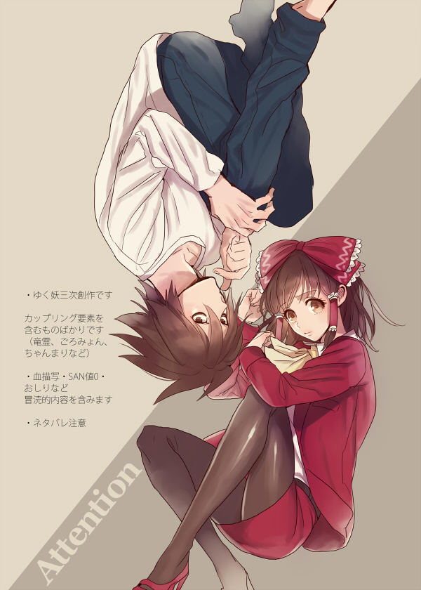 hakurei reimu and l (touhou and 3 more) drawn by inseki_tarou