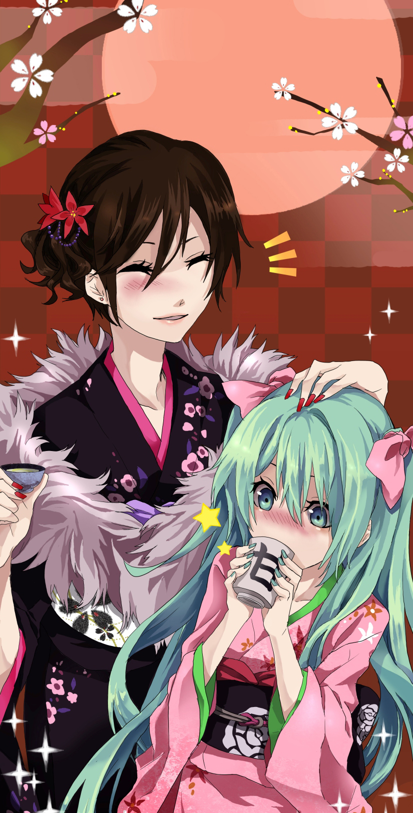 hatsune miku and meiko (vocaloid) drawn by kyo_zip
