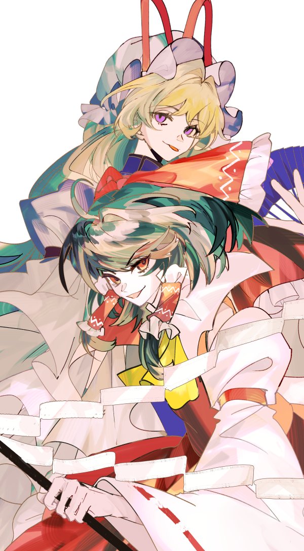 hakurei reimu and yakumo yukari (touhou) drawn by xian_qishui
