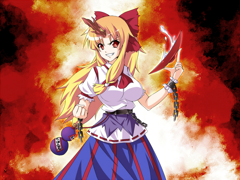 ibuki suika and hoshiguma yuugi (touhou) drawn by fal_(falketto)