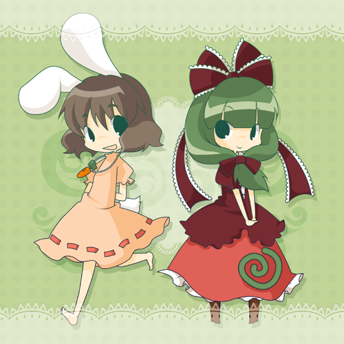 inaba tewi and kagiyama hina (touhou) drawn by misaki_(1n1m)
