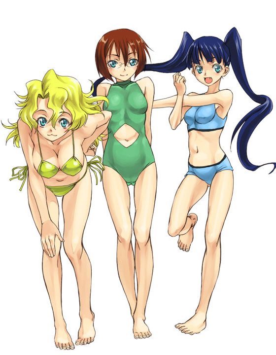 kiyal bachika, kinon bachika, and kiyoh bachika (tengen toppa gurren lagann) drawn by satou_atsuki